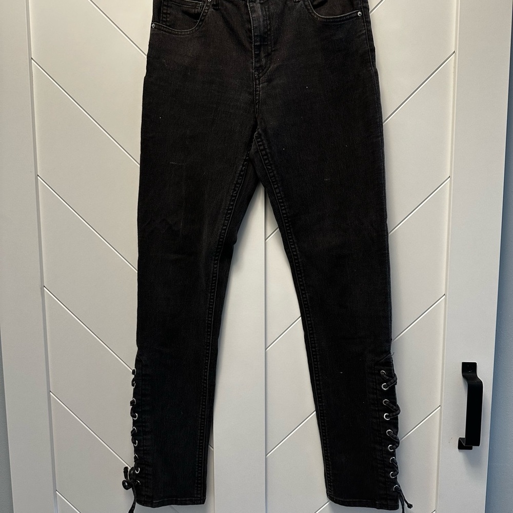 H&M Black Lace-Up Skinny Jeans